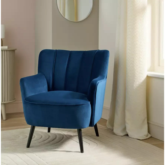 Home Liora Velvet Armchair Navy | Modern Living Room Accent Chair Furniture