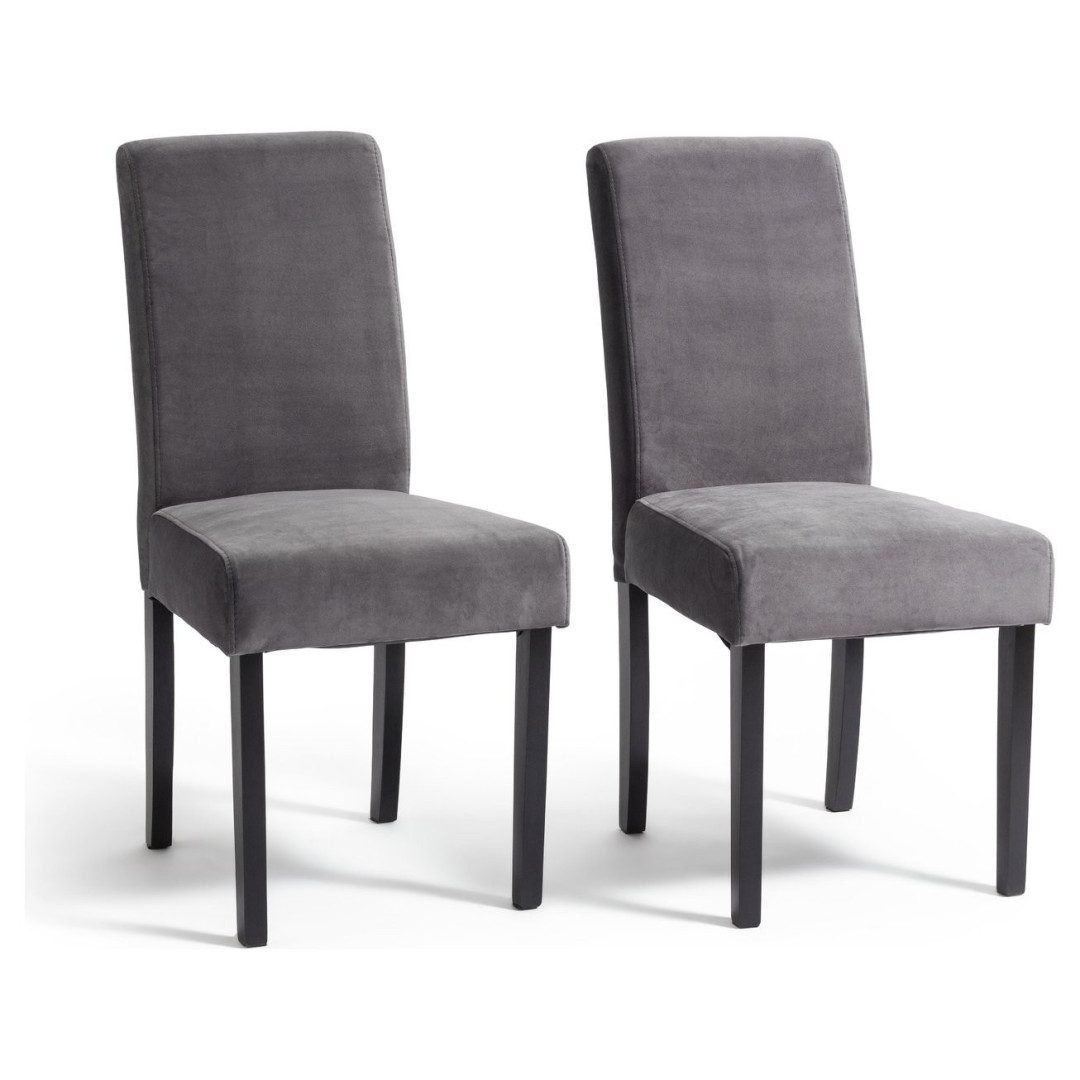 Midback Pair of Velvet Dining Chair - Grey | Soft Upholstered Comfort Midback Pair of Velvet Dining Chair - Grey | Soft Upholstered Comfort