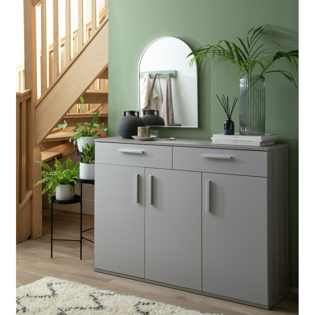 Venetia 3 Door Shoe Storage Cabinet - Grey & Oak | Hallway Organiser Venetia 3 Door Shoe Storage Cabinet - Grey & Oak | Hallway Organiser