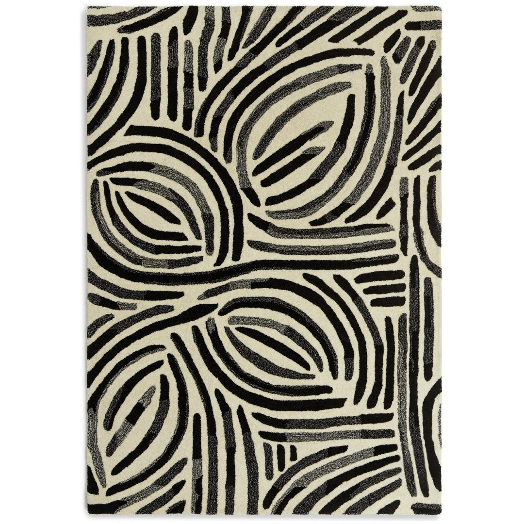 Skandi Brush Marks Black & White Cut Pile Rug Skandi Brush Marks Black & White Cut Pile Rug