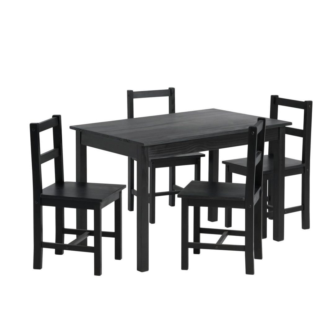 Raye Solid Wood Dining Table & 4 Black Chairs ( B Grade 42046 - 42049 ) Raye Solid Wood Dining Table & 4 Black Chairs ( B Grade 42046 - 42049 )