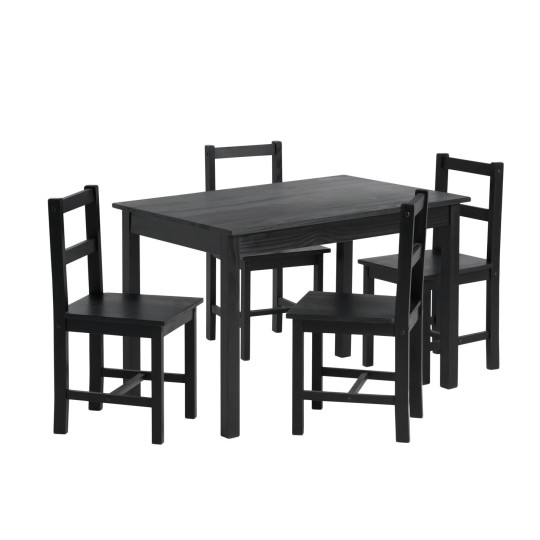 Raye Solid Wood Dining Table & 4 Black Chairs ( B Grade 42046 - 42049 )