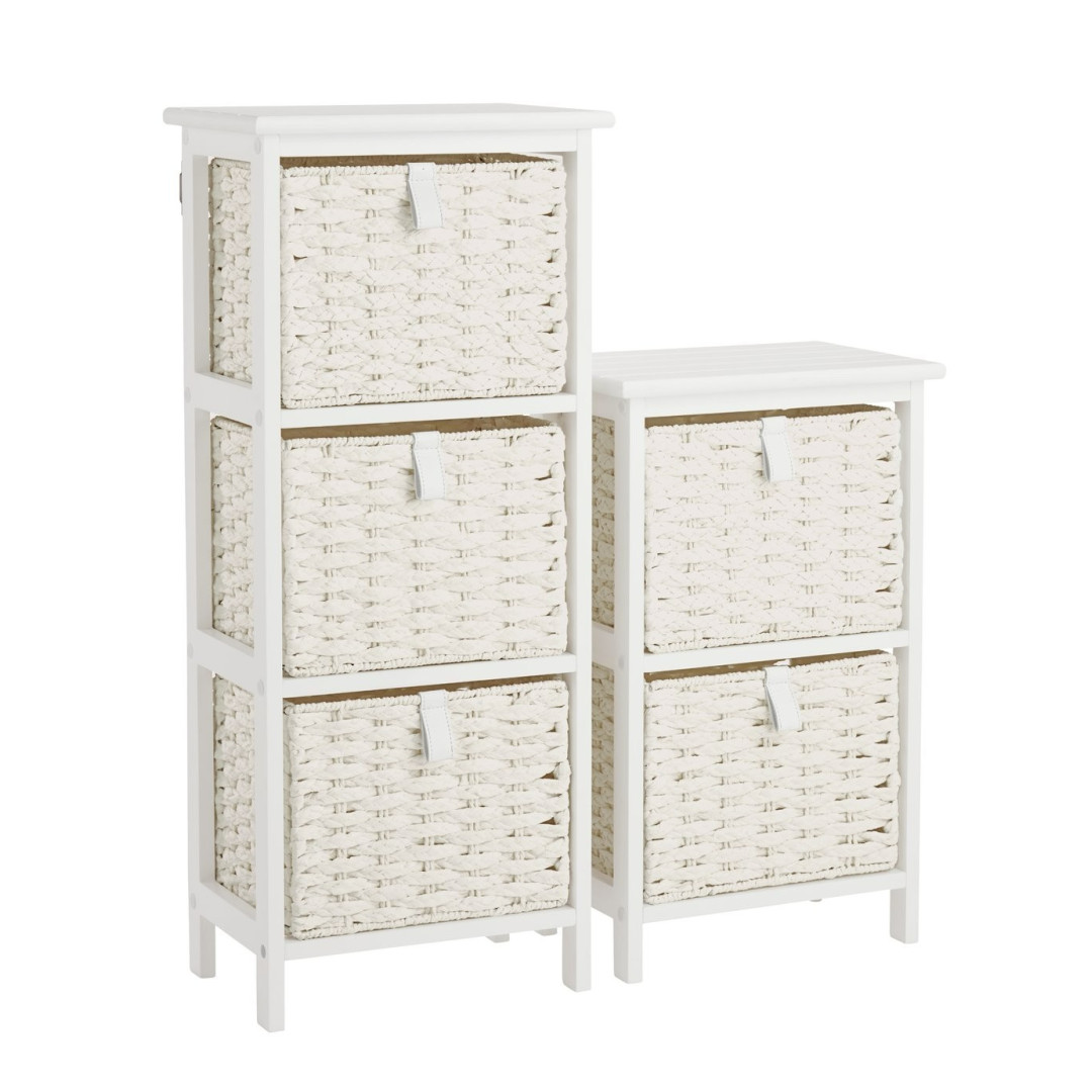 Home 2 & 3 Drawer Woven Bathroom Storage Unit - White | Practical Everyday Use Home 2 & 3 Drawer Woven Bathroom Storage Unit - White | Practical Everyday Use