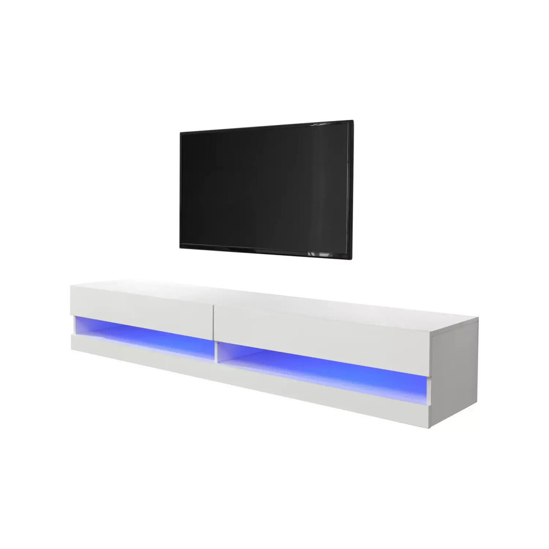 GFW Galicia 150cm LED Wall TV Unit - White | White Floating TV Cabinet Modern LE GFW Galicia 150cm LED Wall TV Unit - White | White Floating TV Cabinet Modern LE