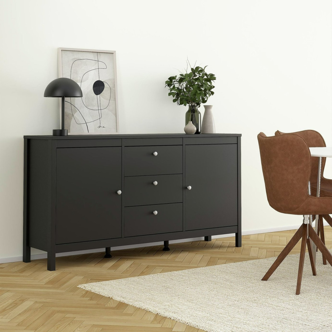 Tvilum Madrid 2 Door 3 Drawer Sideboard - Black | Black sideboard Tvilum Madrid 2 Door 3 Drawer Sideboard - Black | Black sideboard