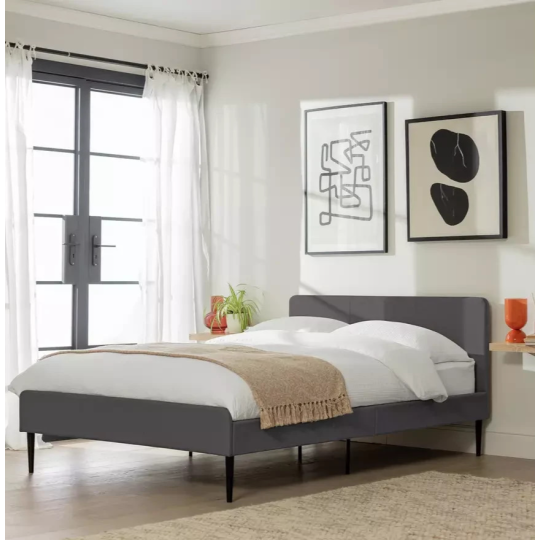 Kristopher Double Fabric Bed Frame Charcoal | Modern Bedroom Furniture Bedstead