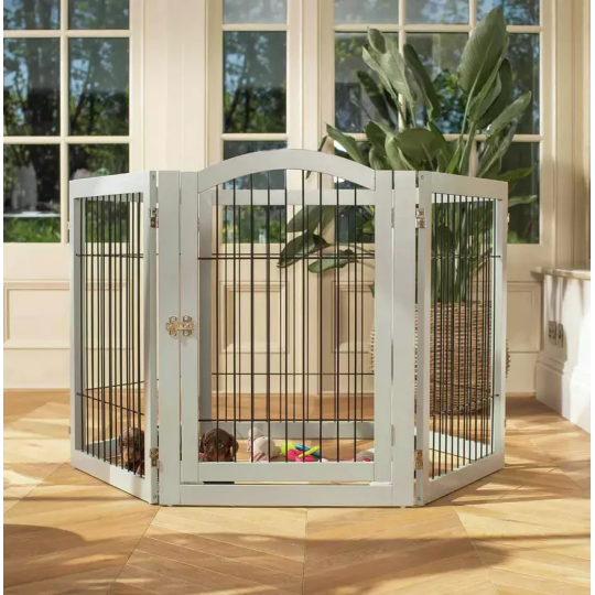 Lords & Labradors Wooden Puppy Play Pen Black 80cm | Pet Safety Enclosure