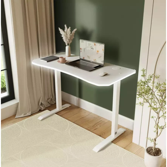 XR Living Oka RGB LED App Control Office Desk 110x55cm White | Gaming Computer