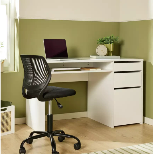 Home Pepper 2 Drawer Large Office Desk White | Home Workstation Desk