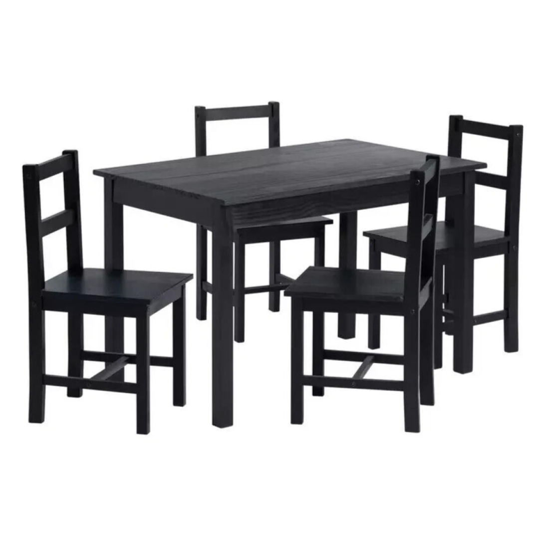 Home Raye Black Dining Table & 4 Black Chairs | Modern Kitchen Dining Room Set Home Raye Black Dining Table & 4 Black Chairs | Modern Kitchen Dining Room Set