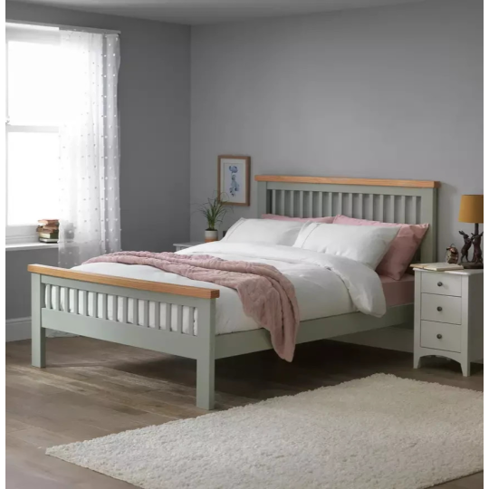 Home Aubrey Double Wooden Bed Frame Sage Green | Modern Bedroom Furniture