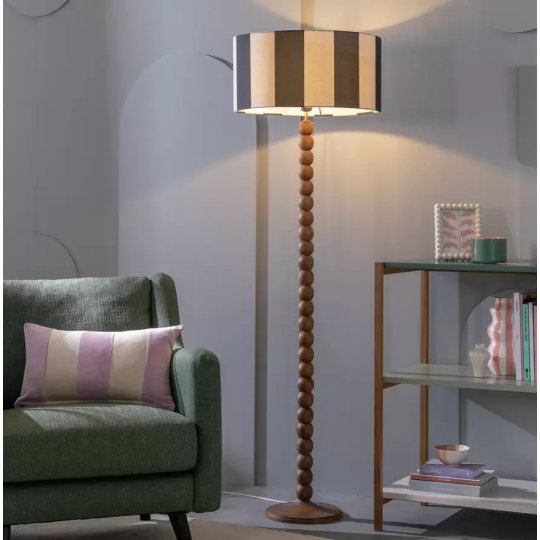 Bobbin Mango Wood Floor Lamp Base Walnut | Decorative Lighting Stand