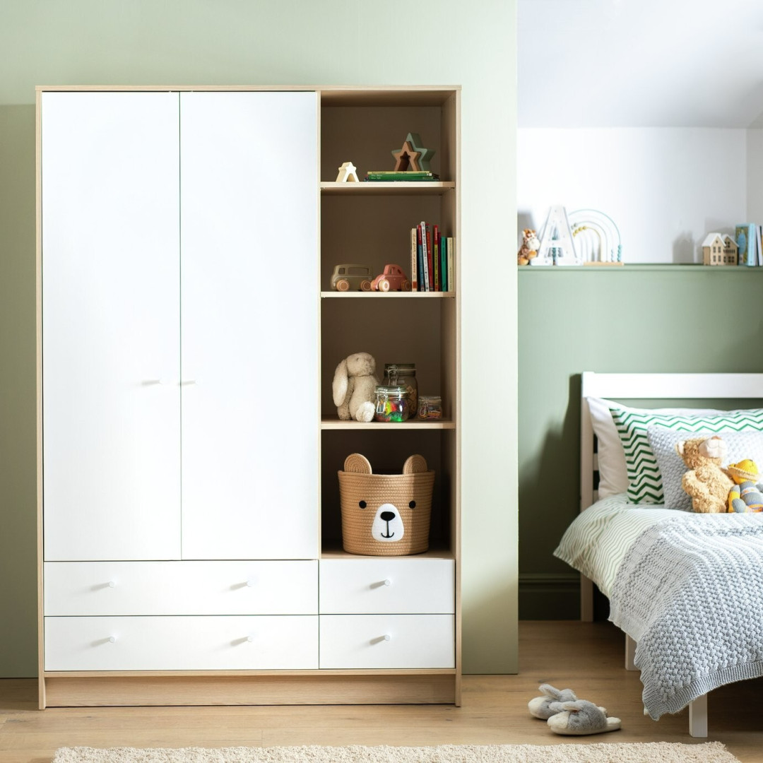 Kids Malibu 2 Door 4 Drawer Wardrobe - White Kids Malibu 2 Door 4 Drawer Wardrobe - White