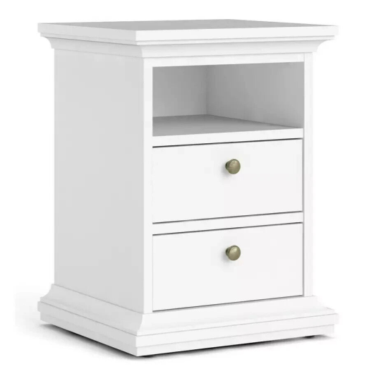 Tvilum Paris 2 Drawer Bedside Table - White ( B grade 33235 )