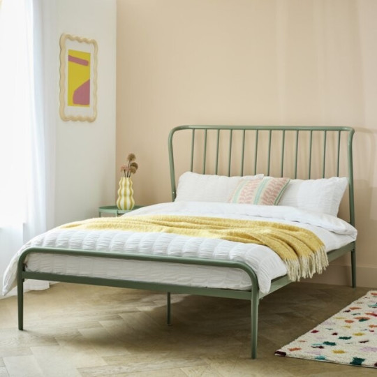 Kanso Small Double Metal Bed Frame Sage Green | Modern Bedroom Furniture Bed