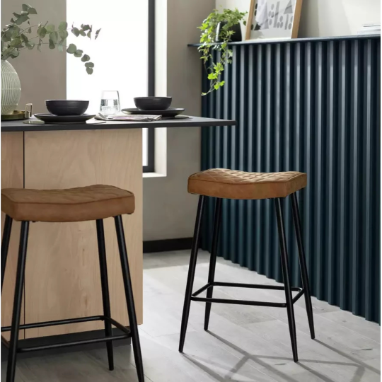 Kysen Faux Leather Counter Bar Stool Tan | Kitchen Breakfast Bar Chair Furniture