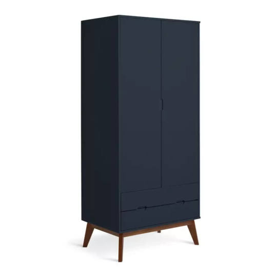 Pimlico 2 Door 2 Drawer Wardrobe Blue | Bedroom Storage Closet Furniture