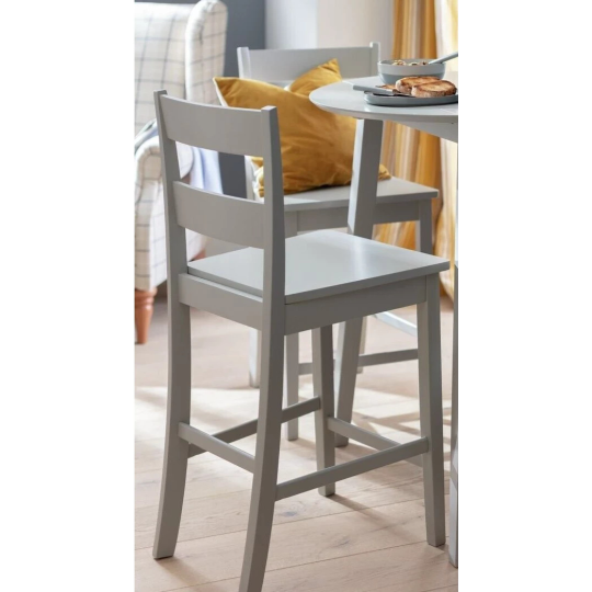 Home Chicago Pair of Bar Stools Grey | Kitchen Breakfast Bar Chairs Furniture