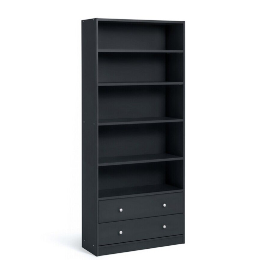 Maine 2 Drawer Bookcase - Black Ash Effect ( B Grade 29351 - 29352 )