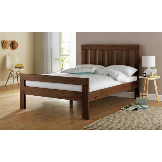 Home Chile Double Wooden Bed Frame - Dark Wood | double bed frame wood