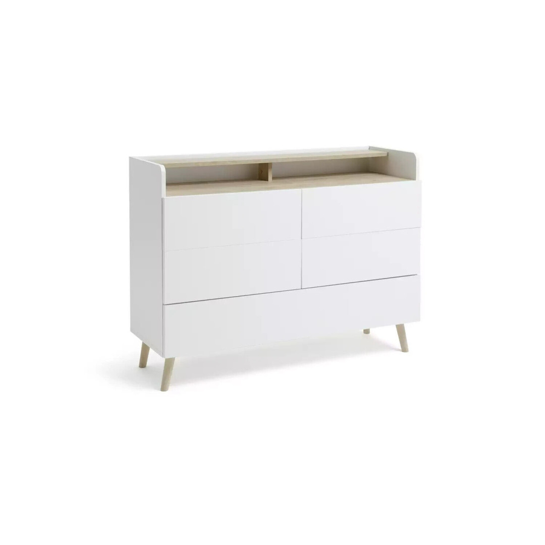 Skandi 4+1 Drawer Chest - White Two Tone Skandi 4+1 Drawer Chest - White Two Tone