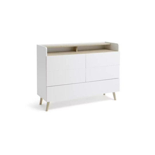  Skandi 4+1 Drawer Chest - White Two Tone