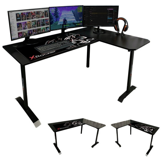 X Rocker Panther Reversible Corner Desk - Black ( B Grade 8644 )