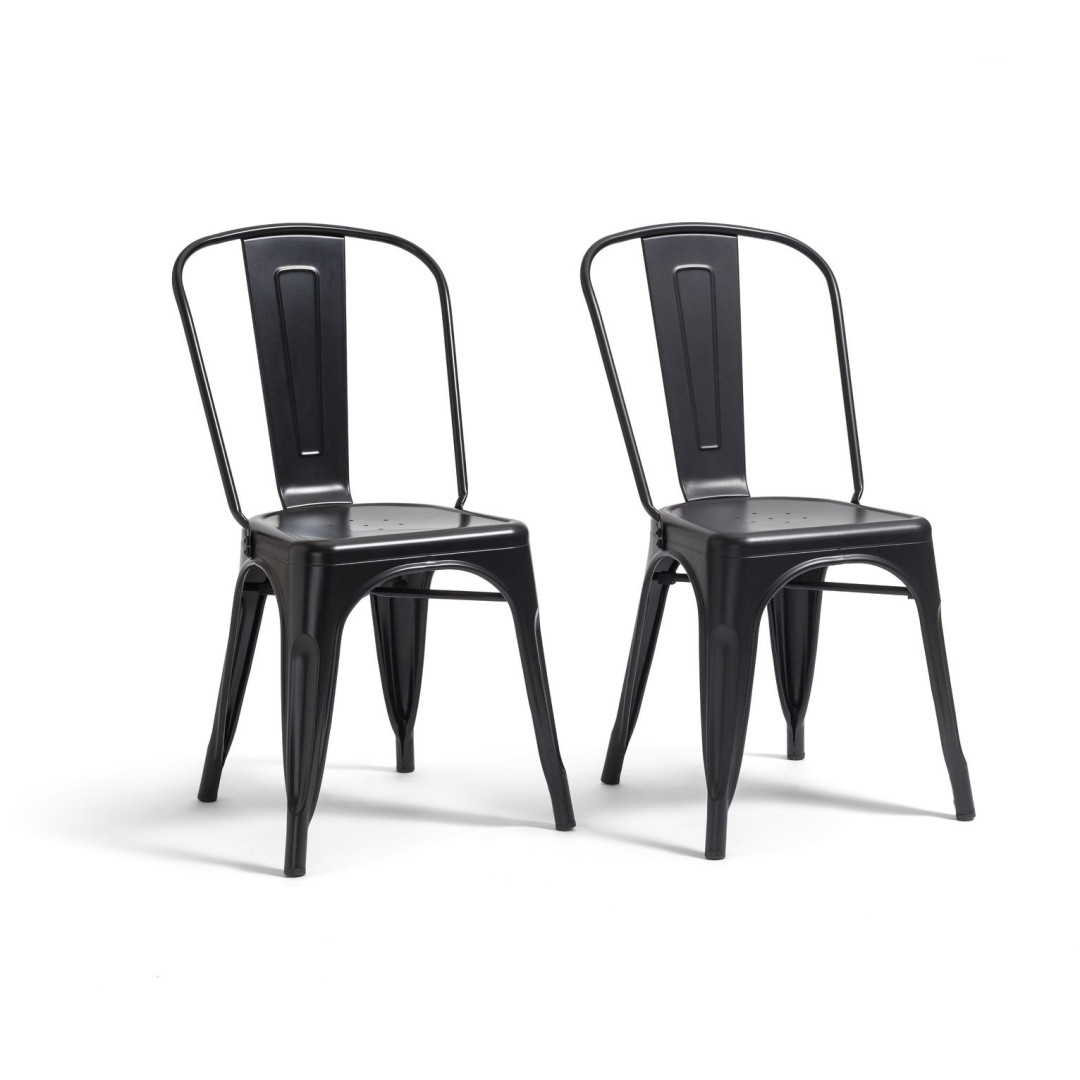 Industrial Pair of Metal Dining Chairs-Matt Black | Industrial dining chairs Industrial Pair of Metal Dining Chairs-Matt Black | Industrial dining chairs