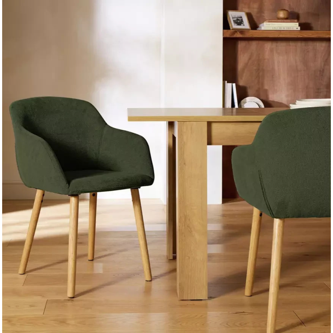 Home Alarik Pair of Fabric Dining Chairs Green | Upholstered Dining Seating Home Alarik Pair of Fabric Dining Chairs Green | Upholstered Dining Seating