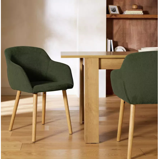 Home Alarik Pair of Fabric Dining Chairs Green | Upholstered Dining Seating