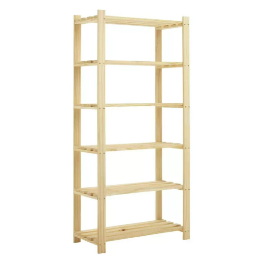 Home Karee 6 Tier Shelving Unit - Natural | Wood Effect Storage Shelf Bookcase