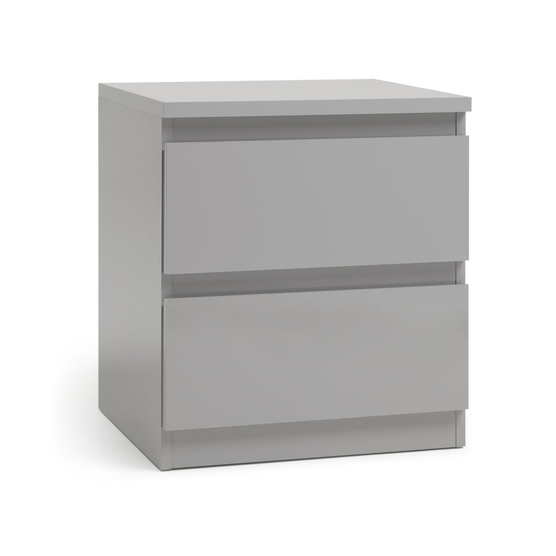 Home Jenson 2 Drawer Bedside Table - Gloss Grey | Sleek Minimalist Look Home Jenson 2 Drawer Bedside Table - Gloss Grey | Sleek Minimalist Look