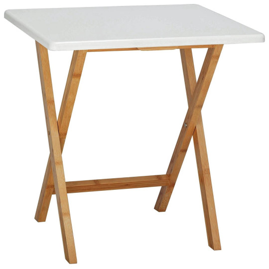 Drew Folding Bamboo 2 Seater Table - White ( B Grade 37470 )