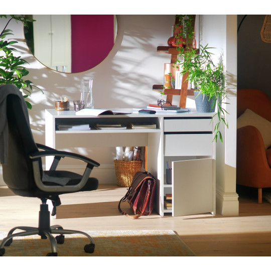 Home Pepper 2 Drawer Pedestal Office Desk - White | Modern Computer Workstation