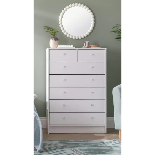 Malibu 7 Drawer Chest - White (B Grade)