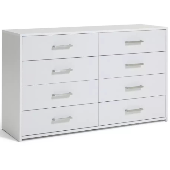 Home Oslo 8 Drawer Chest White | Large Bedroom Storage Furniture Unit