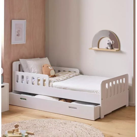 Home Ronnie Toddler Single Storage Bed Frame White | Kids Bedroom Furniture Beds