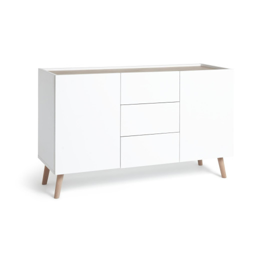  Skandi 2 Door 3 Drawer Sideboard - White Two Tone