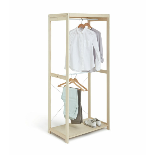 Flicka Open Double Rail Wardrobe - Pine | Storage Cabinet Bedroom Closet