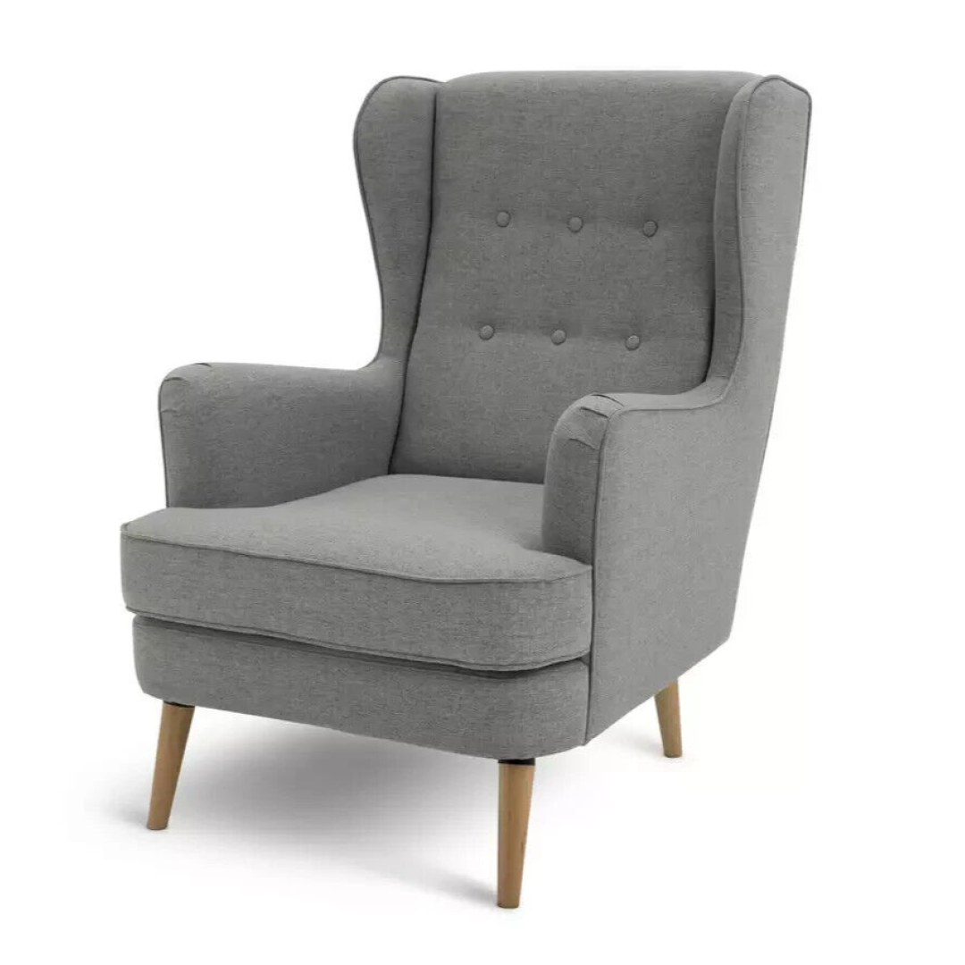 Callie Self Assembly Fabric Wingback Chair - Grey | Comfortable Stylish