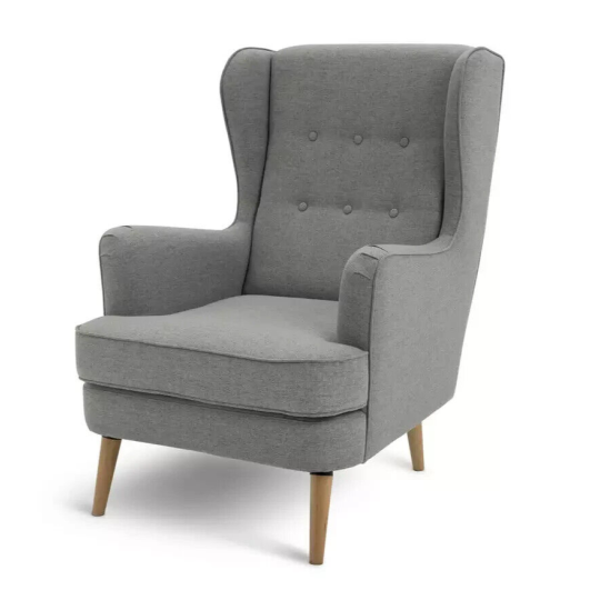 Callie Self Assembly Fabric Wingback Chair - Grey | Comfortable Stylish