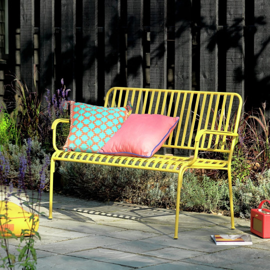 Indu 2 Seater Metal Garden Bench - Yellow