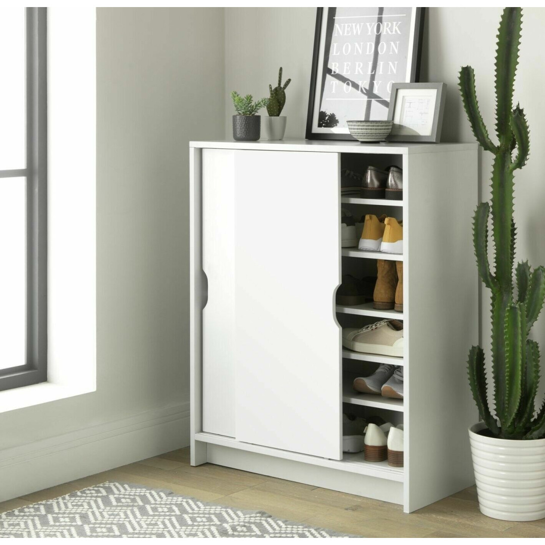 Chloe 2 Door Shoe Storage Cabinet - White | Hallway Storage Unit for Footwear Chloe 2 Door Shoe Storage Cabinet - White | Hallway Storage Unit for Footwear