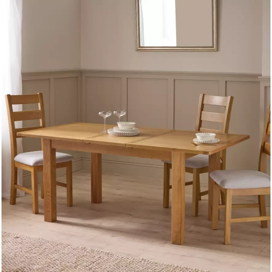 Home Ashwell Oak Extending Dining Table | Wooden Dining Room Furniture Table