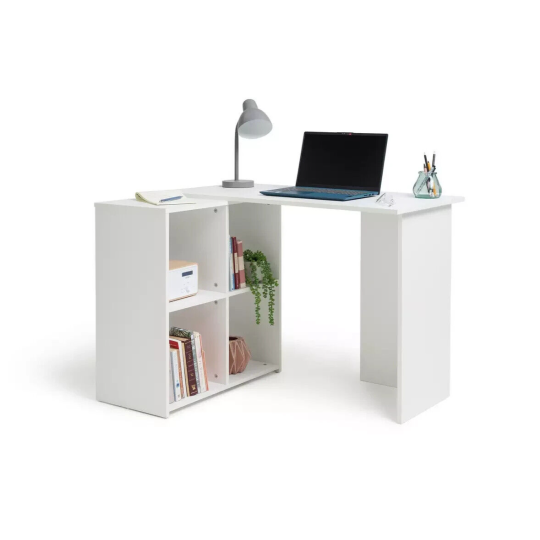 Home Malibu Corner Office Desk White | Modern Workstation Furniture ( B Grade )