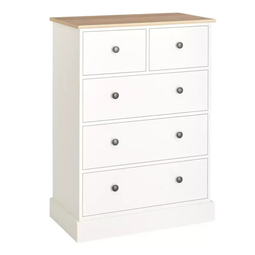 Home Kensington 5 Drawer Chest Ivory | Bedroom Storage Tallboy Furniture Home Kensington 5 Drawer Chest Ivory | Bedroom Storage Tallboy Furniture