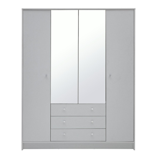 Home Malibu 4 Door 3 Drawer Mirror Wardrobe - Grey (B Grade)