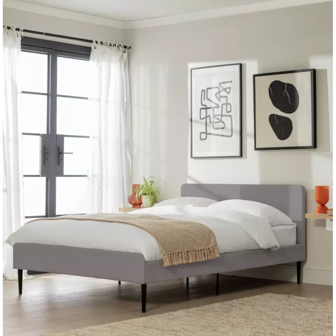 Kristopher Double Fabric Bed Frame - Grey | Bedroom Furniture for Sleep Kristopher Double Fabric Bed Frame - Grey | Bedroom Furniture for Sleep