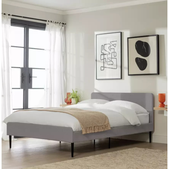 Kristopher Double Fabric Bed Frame - Grey | Bedroom Furniture for Sleep