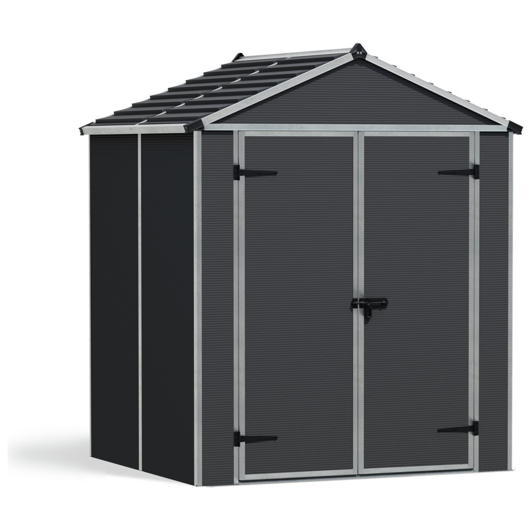 Palram Canopia Rubicon Plastic Grey Garden Shed - 6 x 5ft | Outdoor Storage Unit Palram Canopia Rubicon Plastic Grey Garden Shed - 6 x 5ft | Outdoor Storage Unit